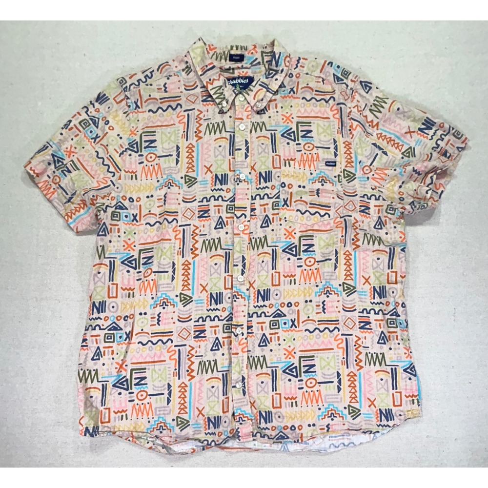 CHUBBIES Men's XX-Large Classic AOP Button Golf Shirt Short Sleeve Vacation Wear